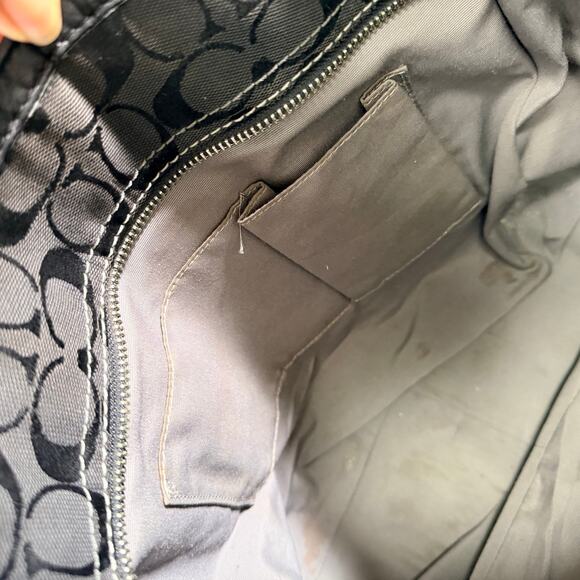 Coach Logo Black Shoulder Bag Purse w/Signature Leather Silver Hardware 15”x11” - Picture 7 of 16